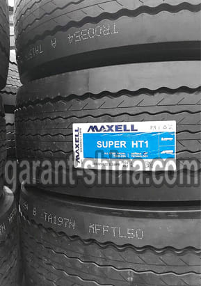 Maxell Super HT1 (руль/прицеп) 385/65 R22.5 164J(162K) 24PR - Фото шин на складе с этикеткой